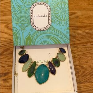Stella & Dot Blue and Green Gem Necklace